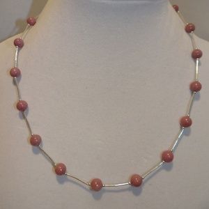 Dakota West 17" Rhodonite & Liquid Silver Necklace